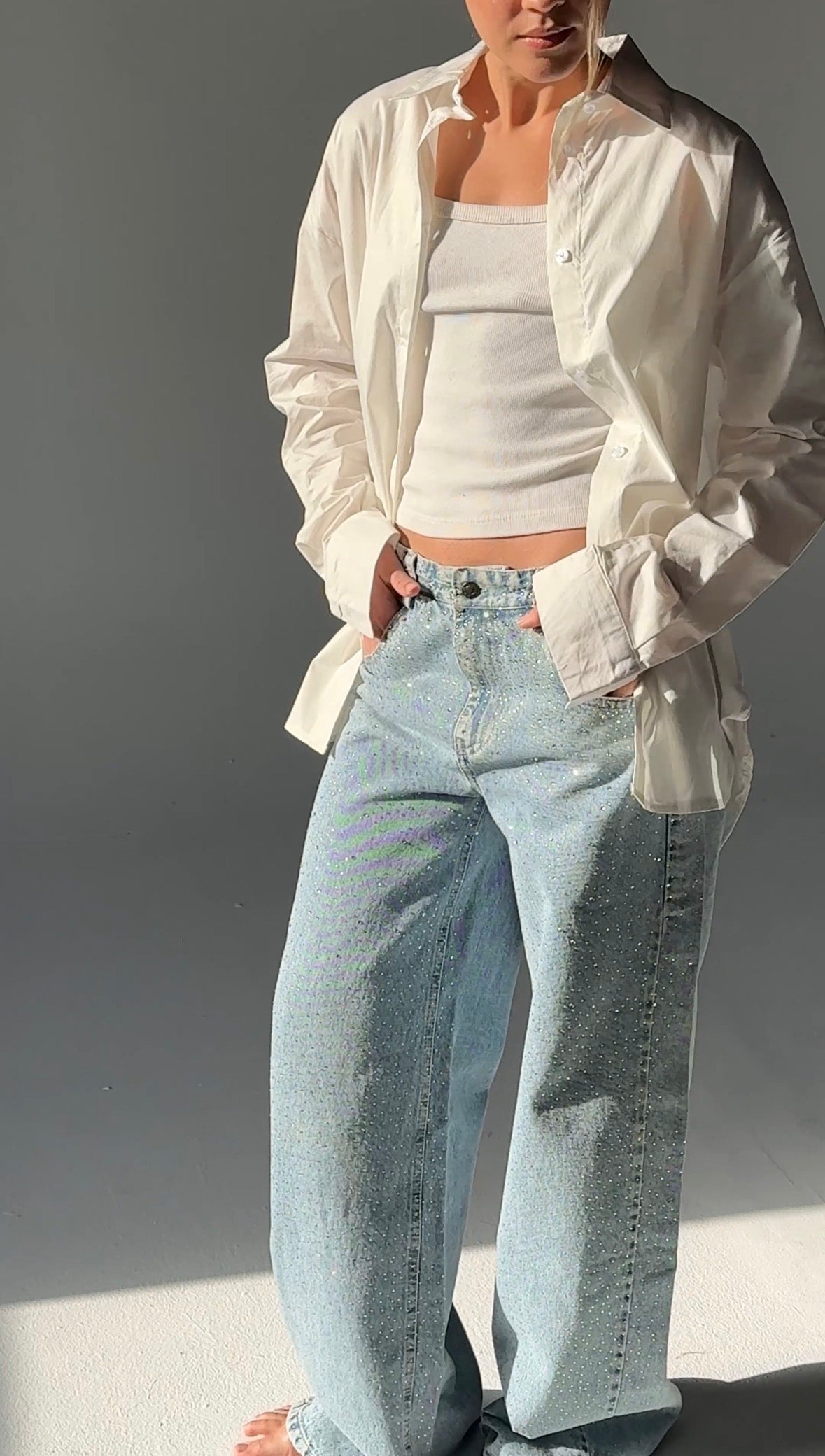Nightfall Studded Denim Pants - Cloudwash