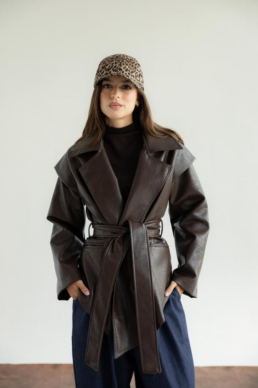 She Is The Luckiest Leather Jacket - Burnet Brown