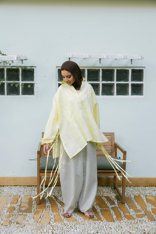 Summer Fringes Linen Shirt - Butter Yellow