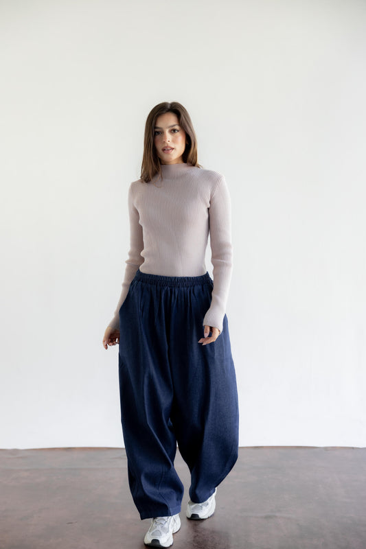 Ballon Denim Pants - Blue