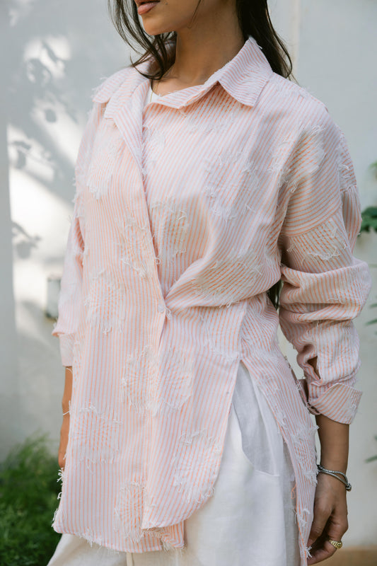 Side Button Textured Shirt - Fiery