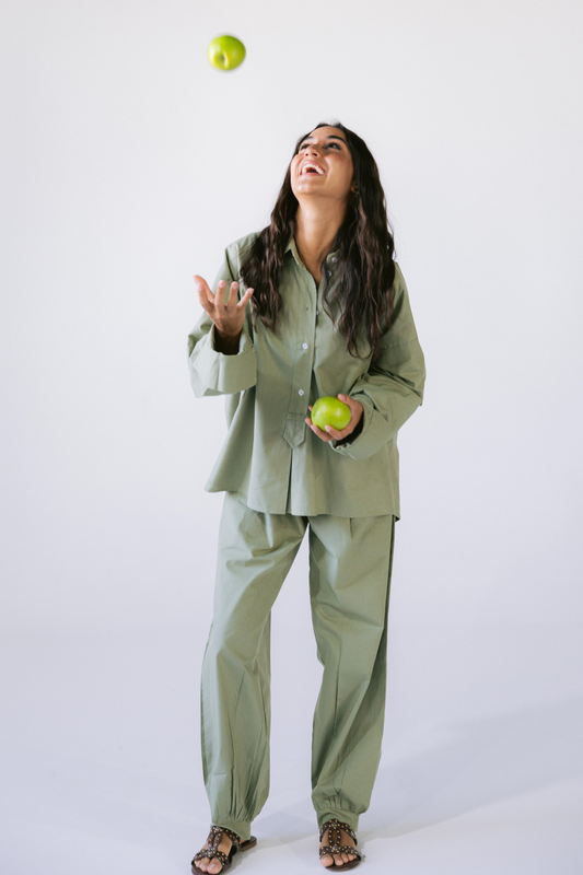 By The Beach Poplin Set - Apple Green
