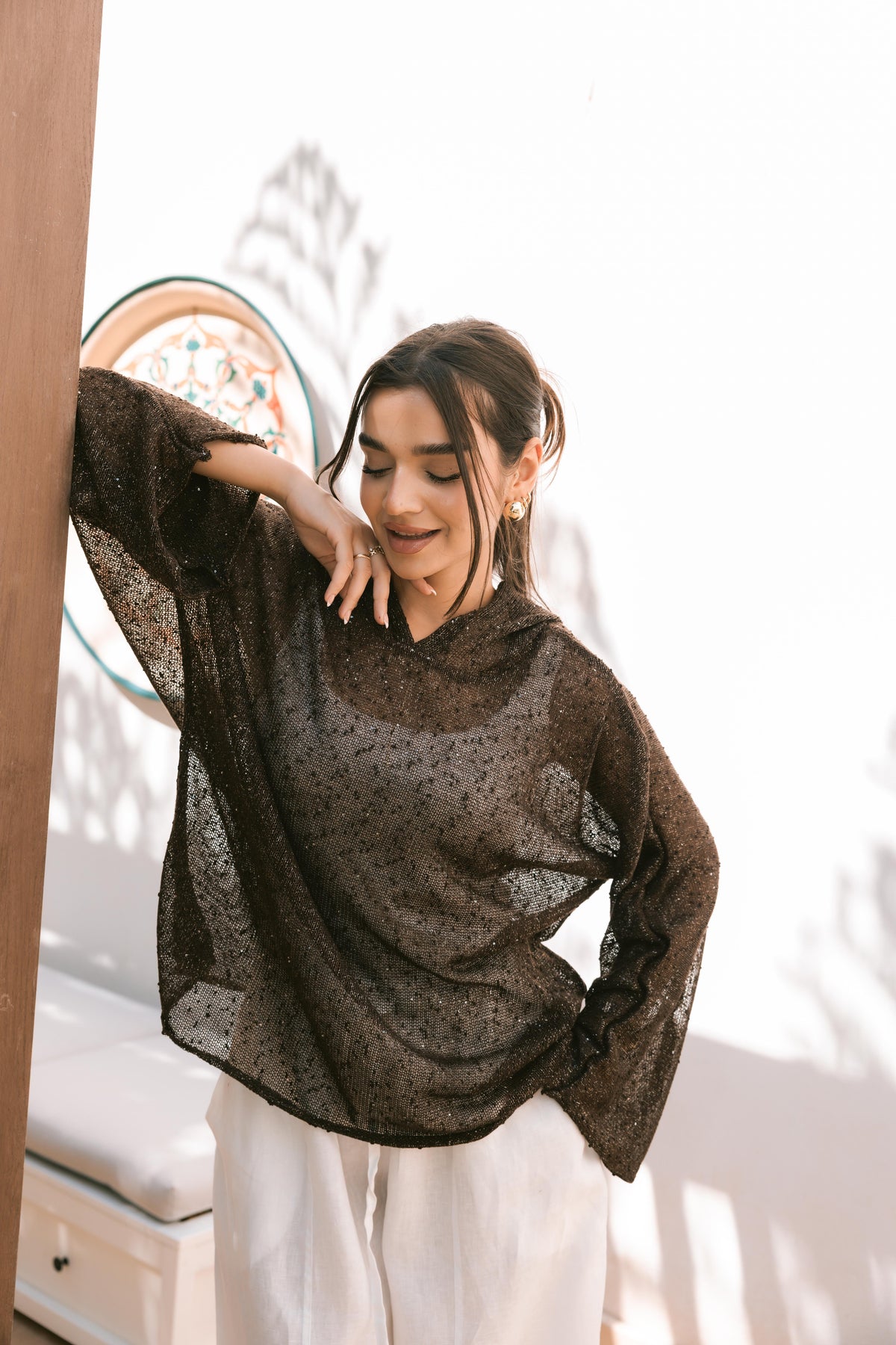 Midnight Crochet Top - Brown