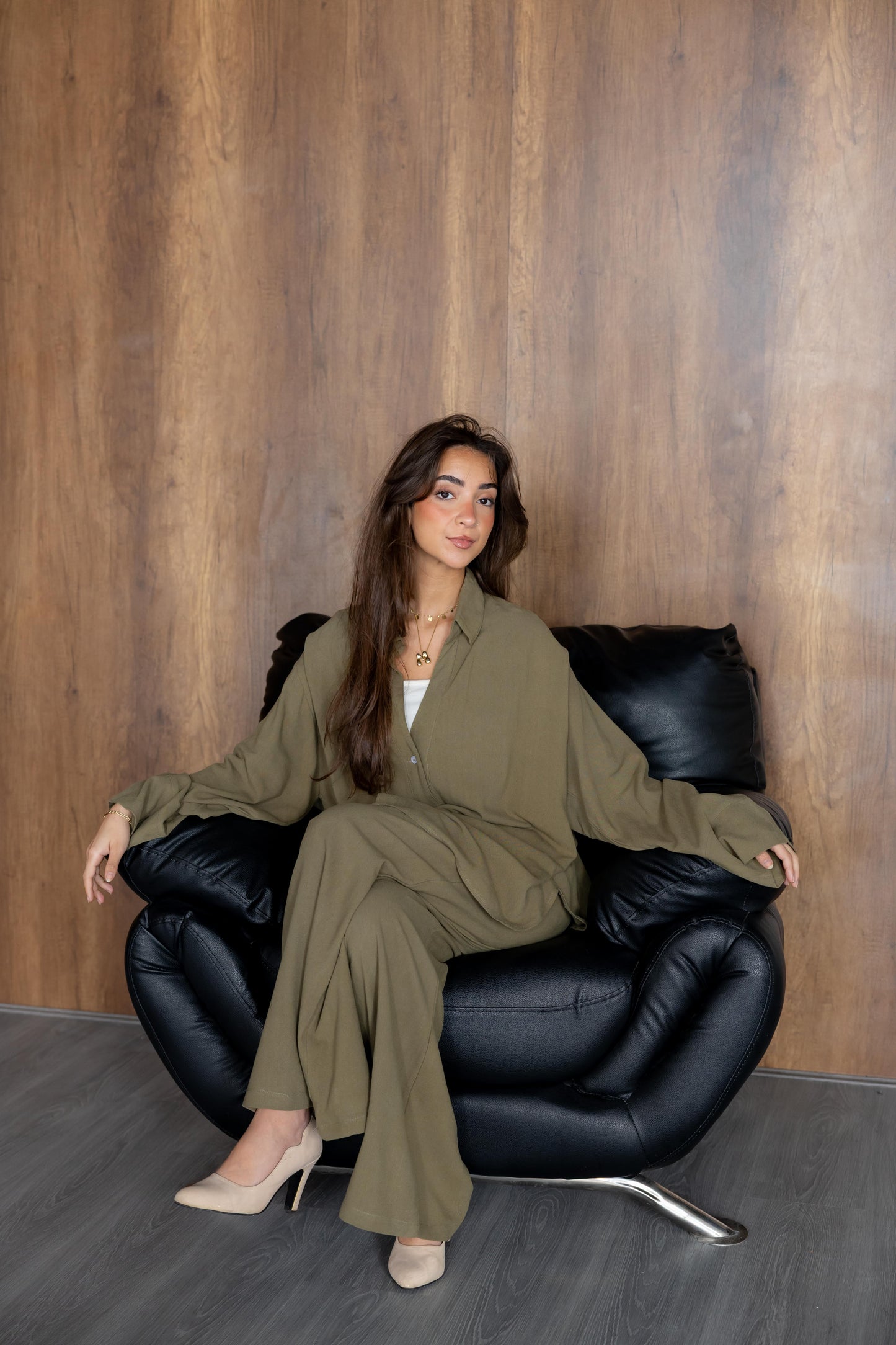 Soft Breeze Linen Set - Olive