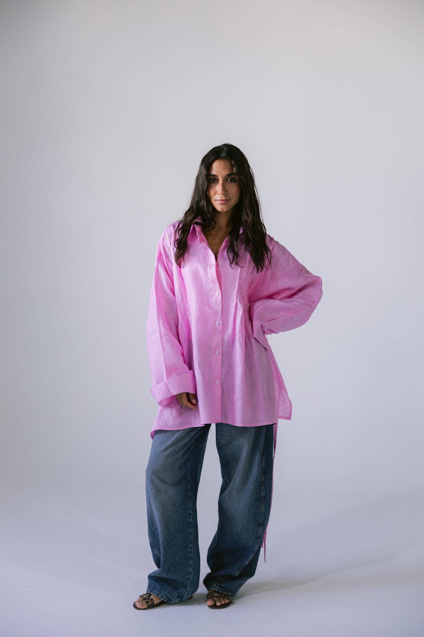 Summer Fringes Linen Shirt - Pink