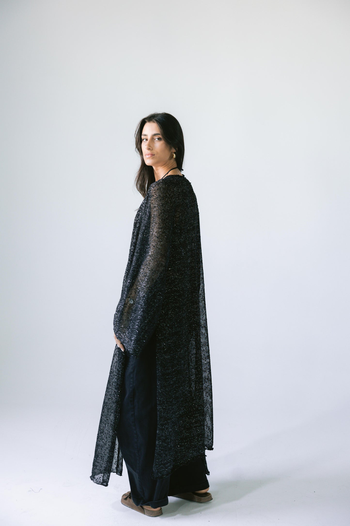 Midnight Crochet Cardigan - Black
