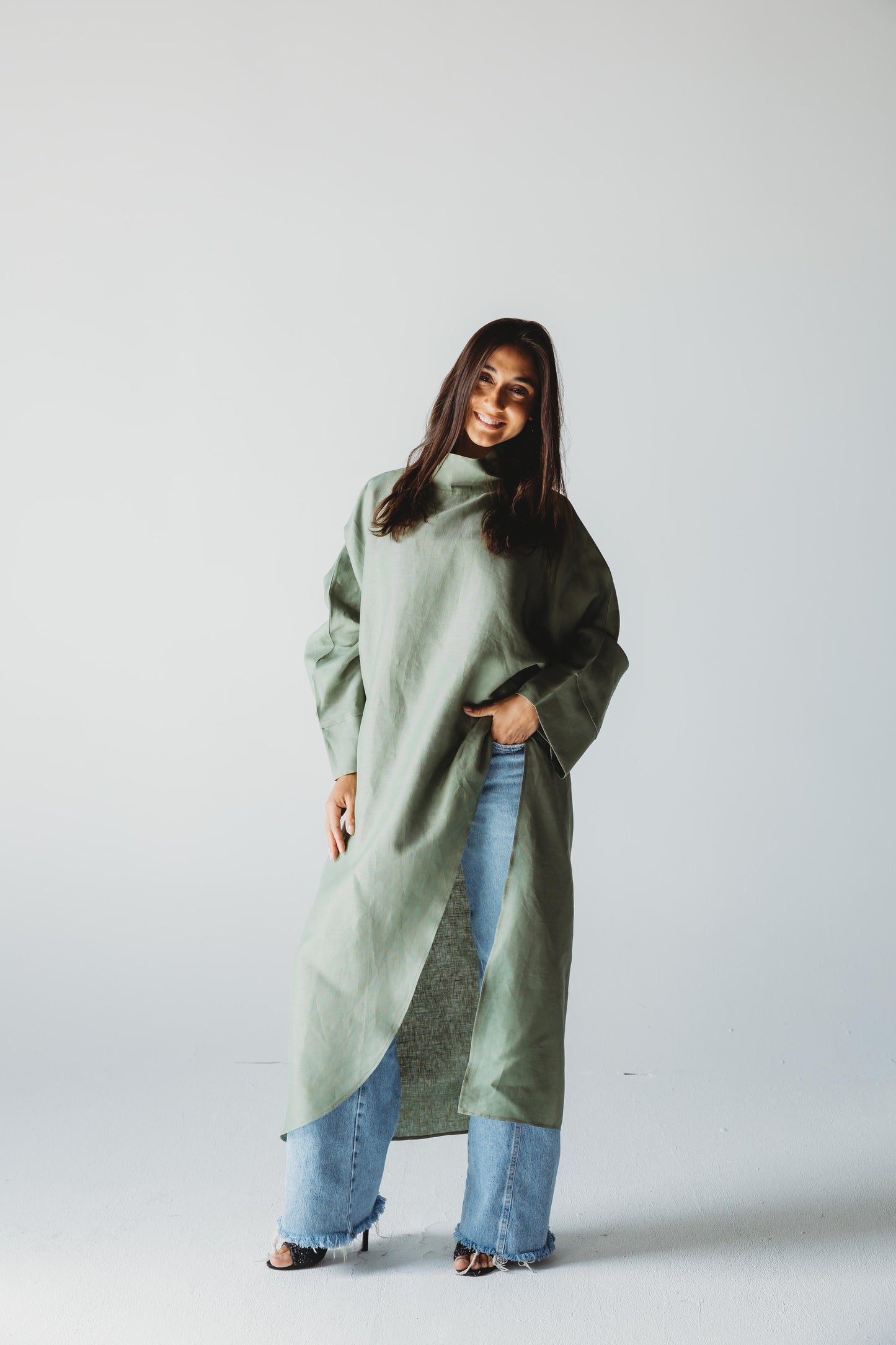 Pure Linen Luxe Drape - Olive