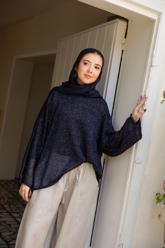 Midnight Crochet Top - Midnight Navy