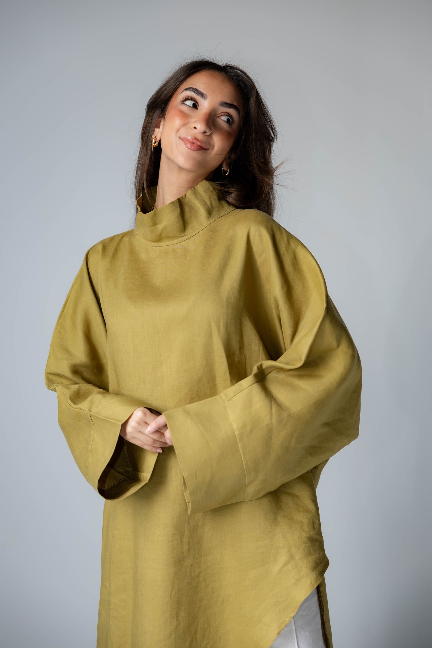Pure Linen Luxe-drape In Honeydew