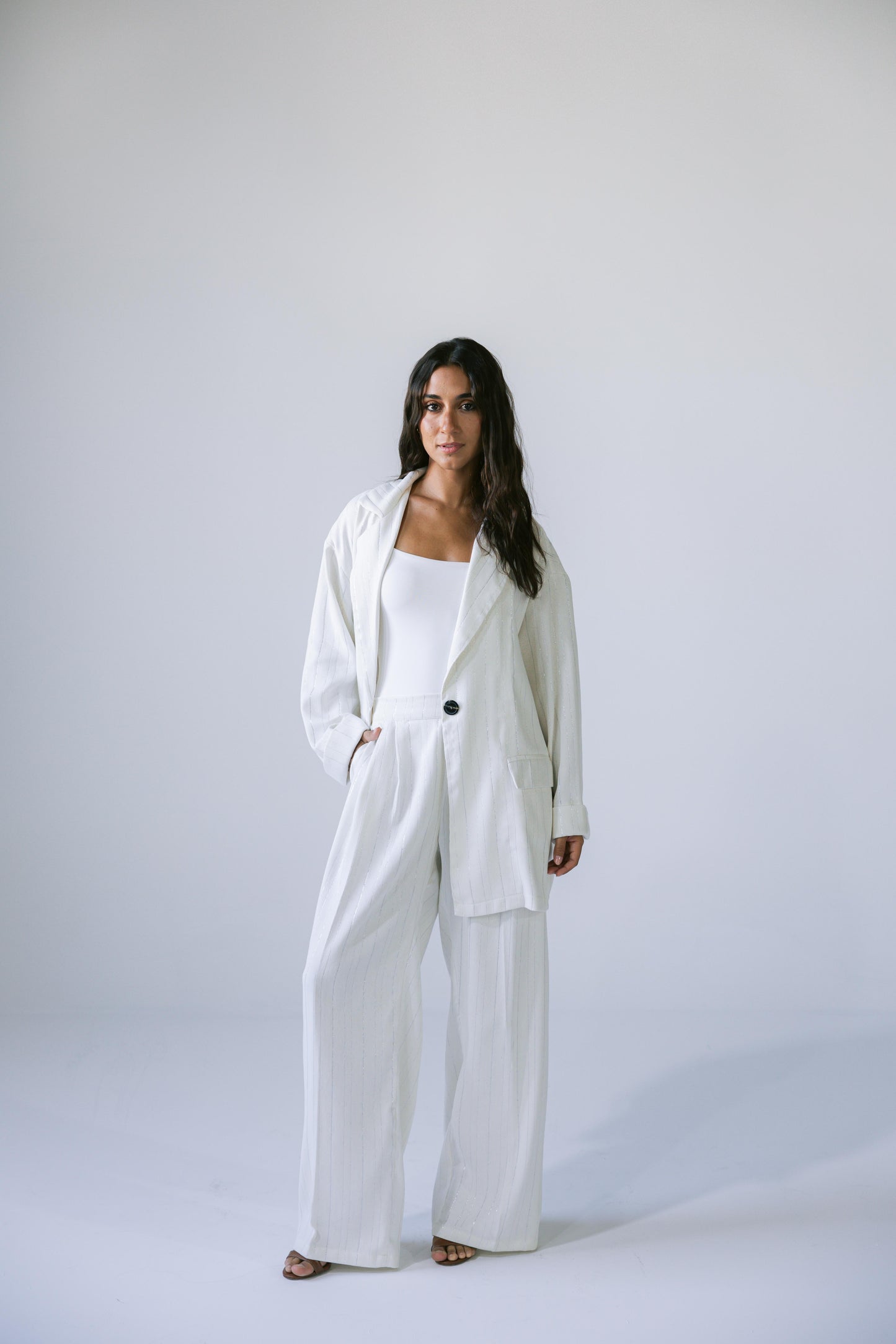 All That Glitter Linen Set - Silver
