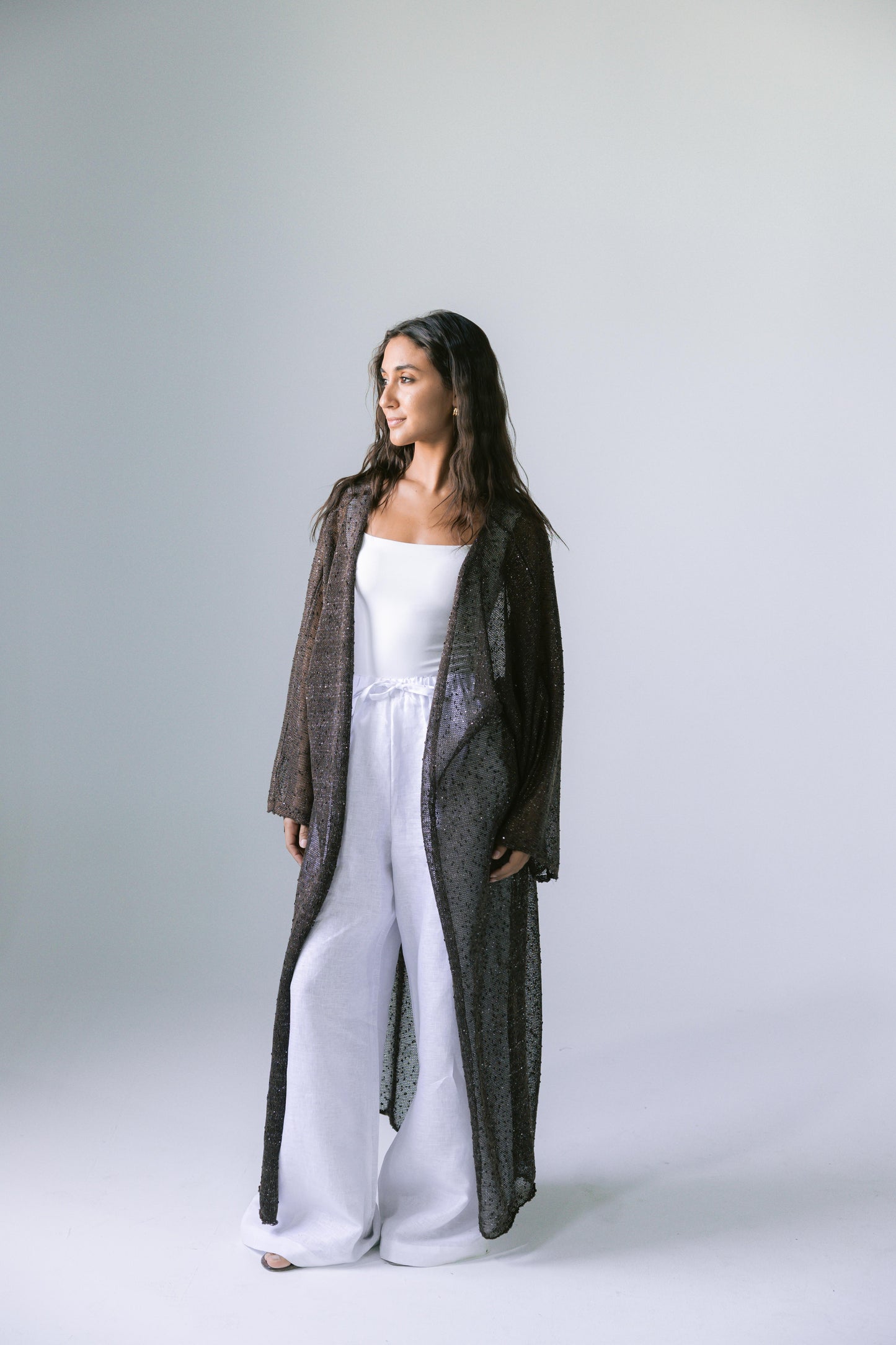 Midnight Crochet Cardigan - Brown