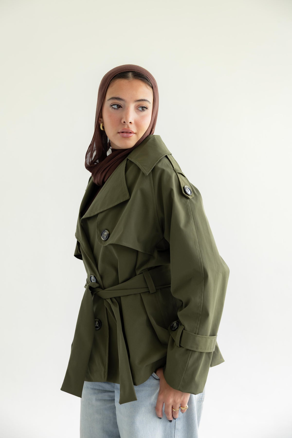 It Girl Energy Trench Coat - Olive