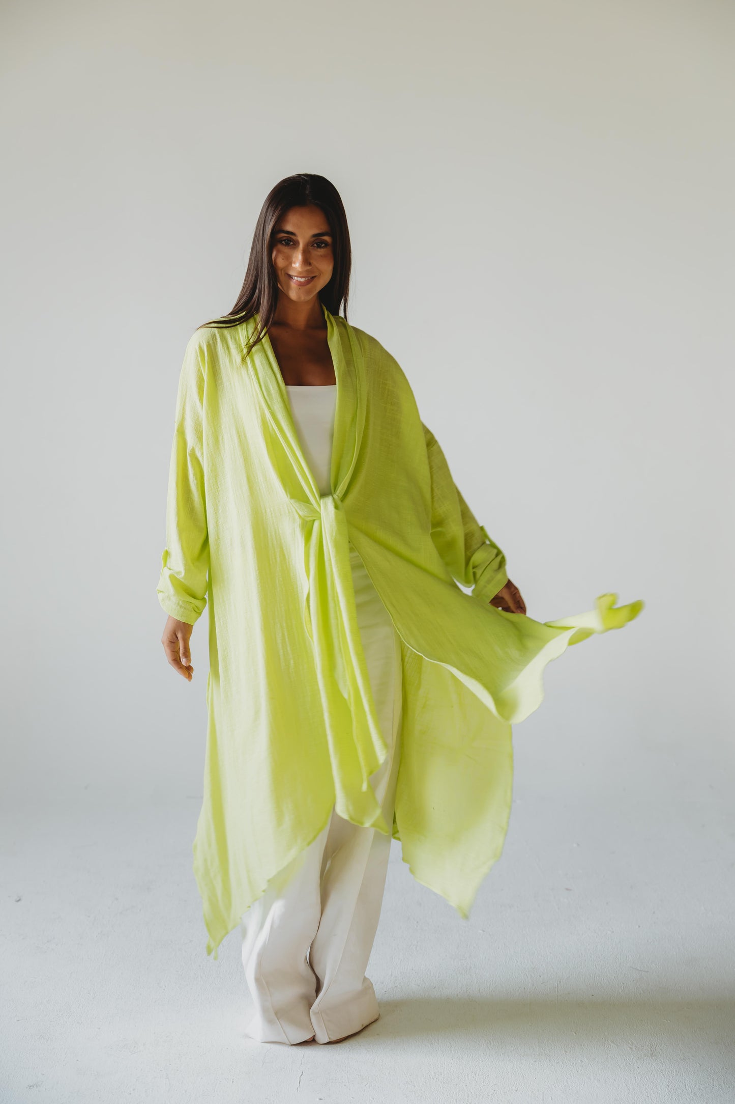 Sunset Flow Cardigan - Lime Green