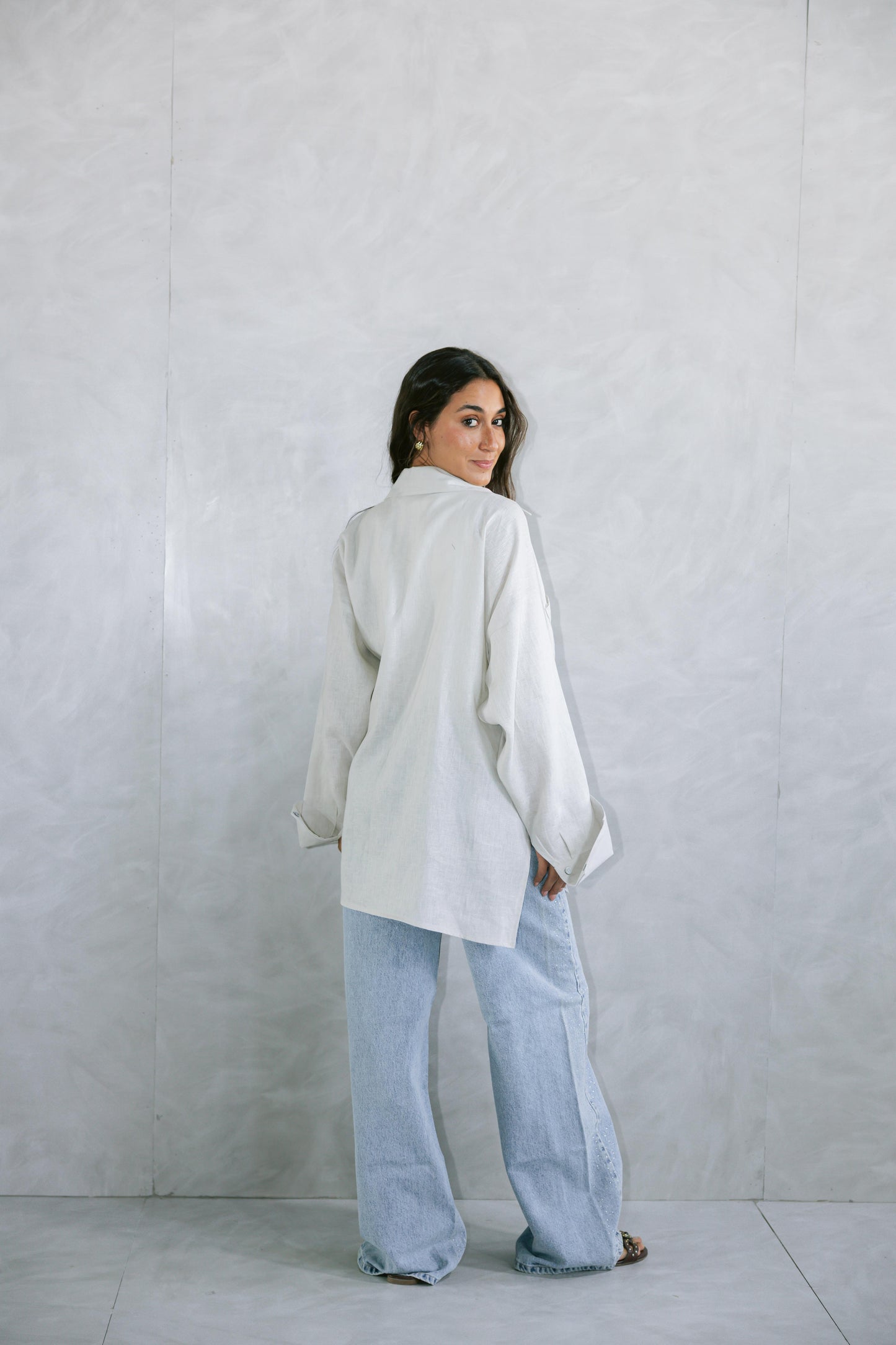 Side Tie Linen Shirt - Griege