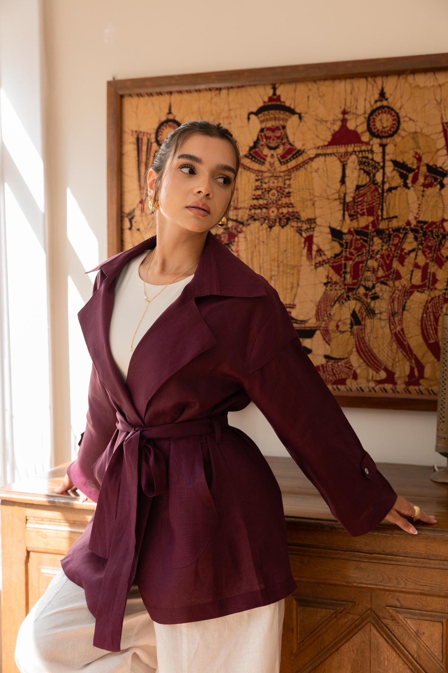 Get It Done Linen Cardigan - Violet