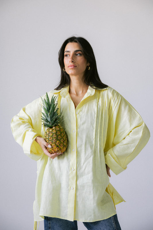 Summer Fringes Linen Shirt - Butter Yellow