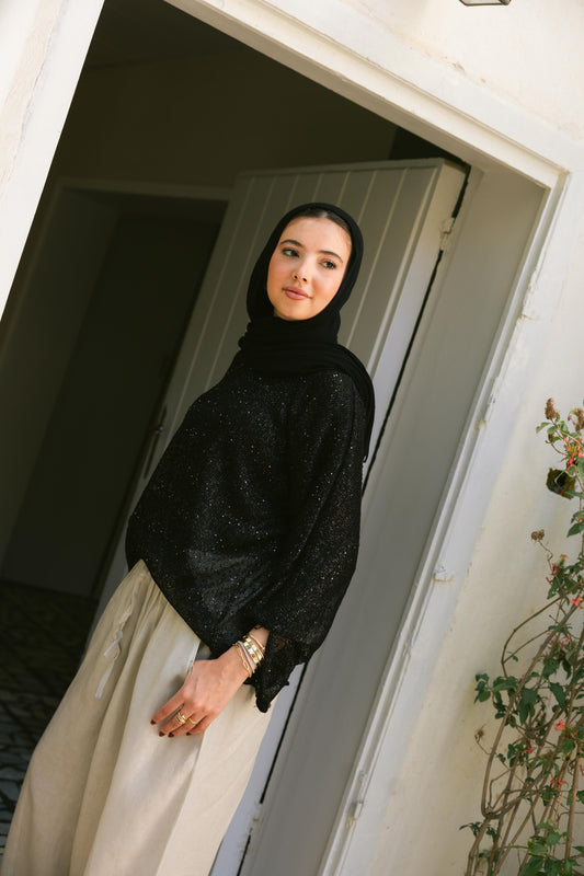 Midnight Crochet Top - Black