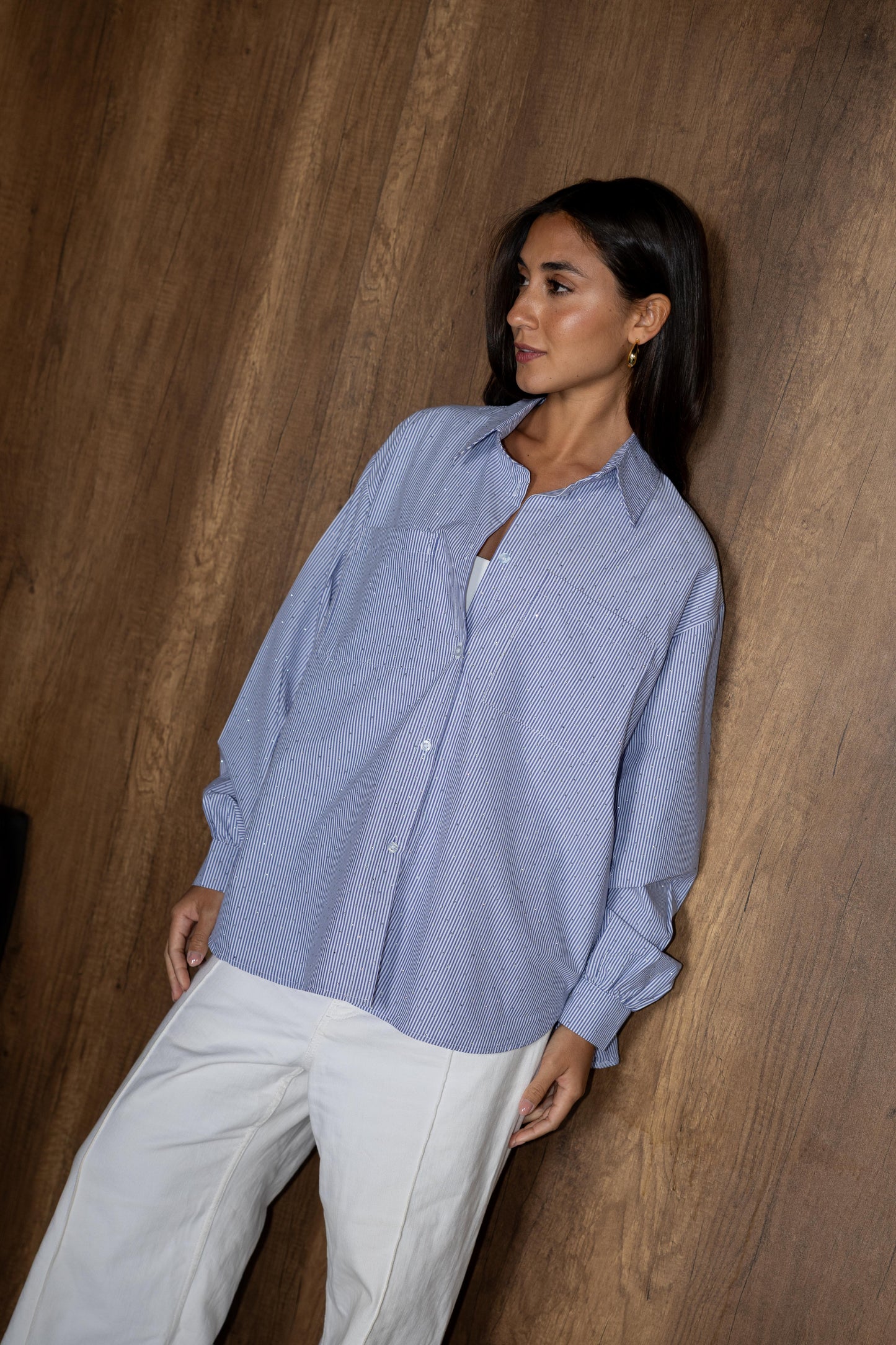 Striped Studded Shirt - Blue
