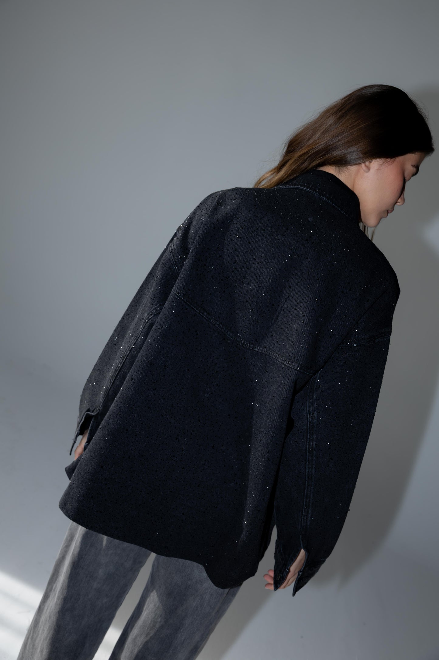 Starluxe Studded Denim Jacket In Black