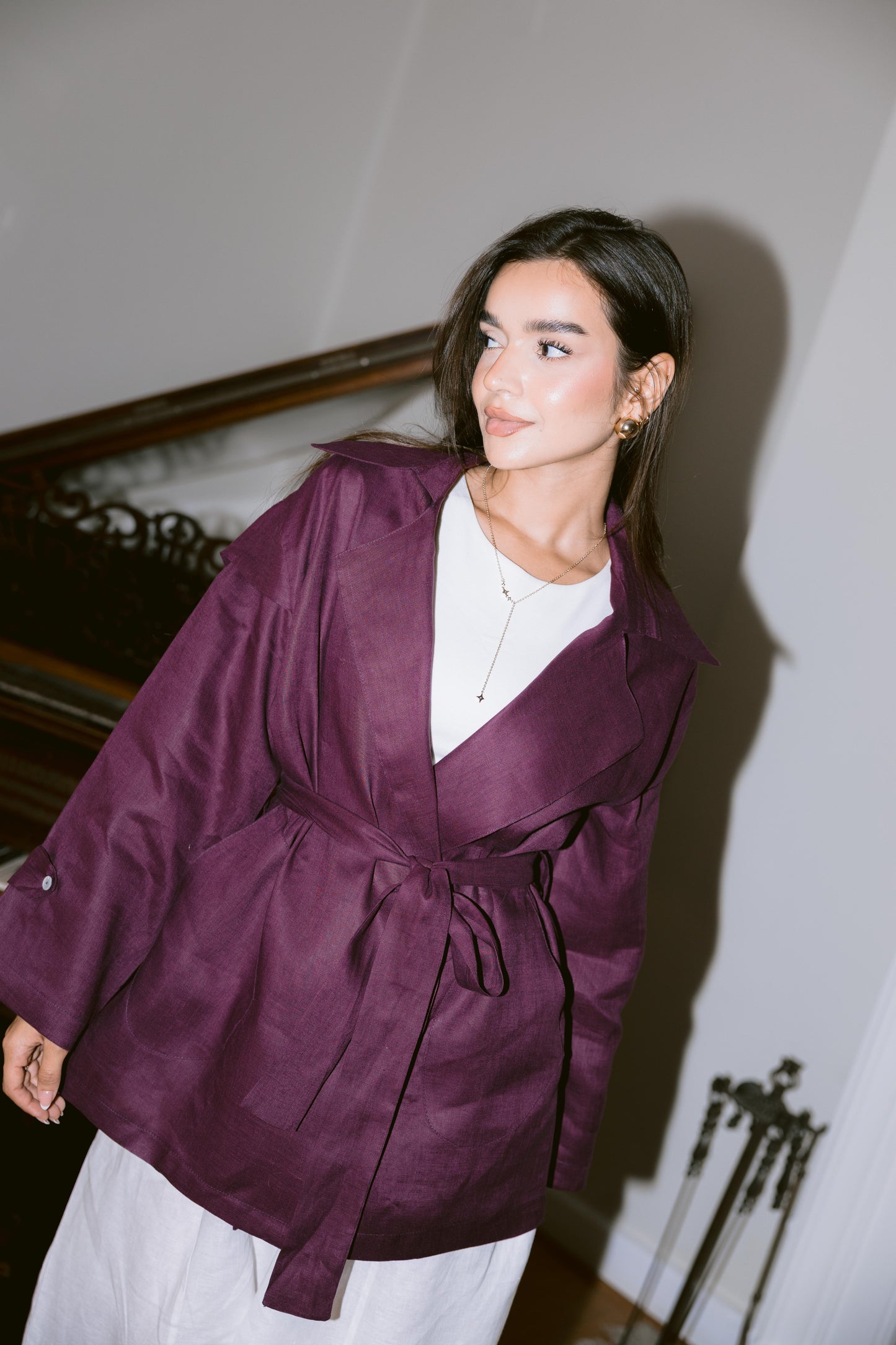 Get It Done Linen Cardigan - Violet