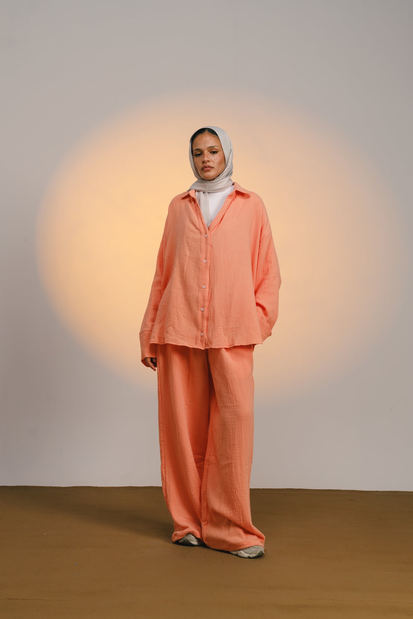 The breezy set is pastel orange