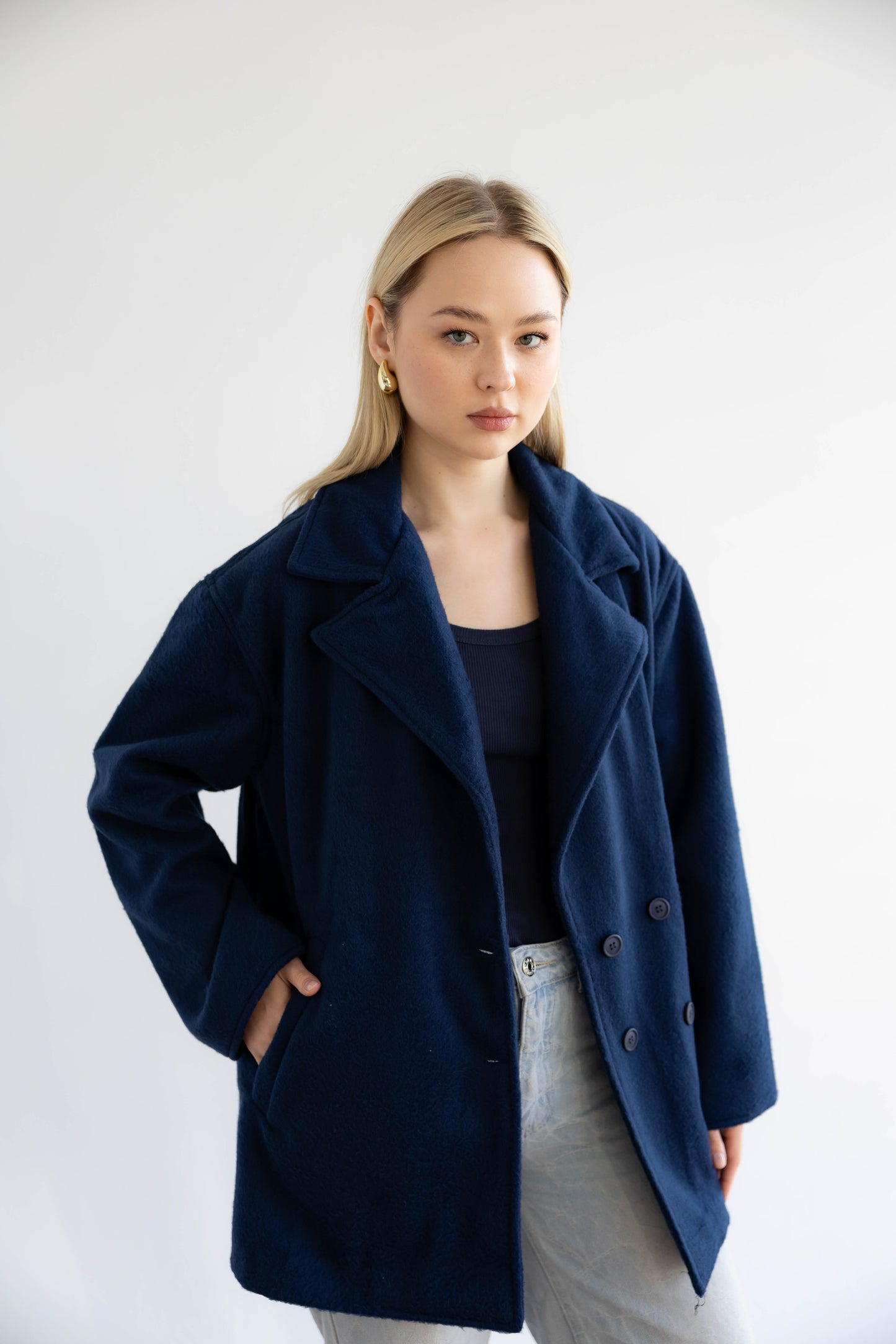 Fur Muse Jacket In Navy