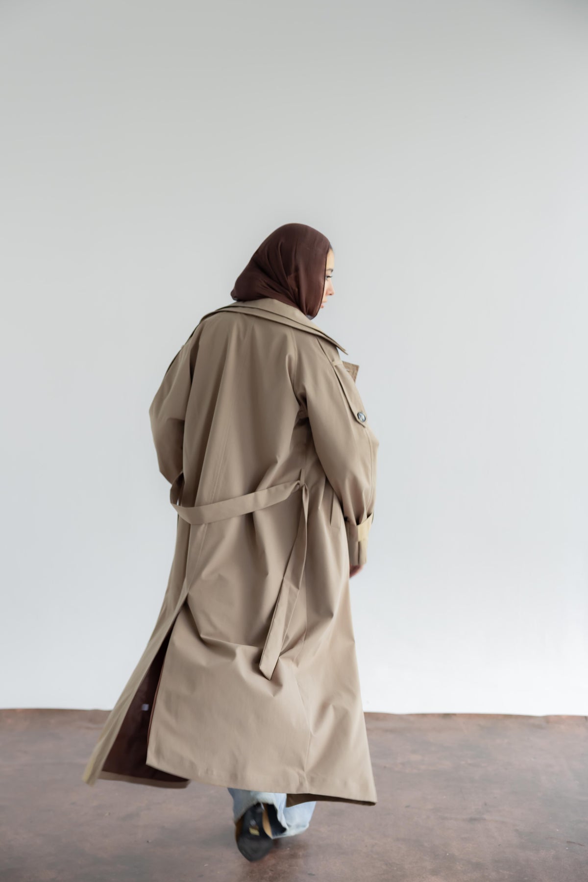 Double Collar Trench Coat - Walnut