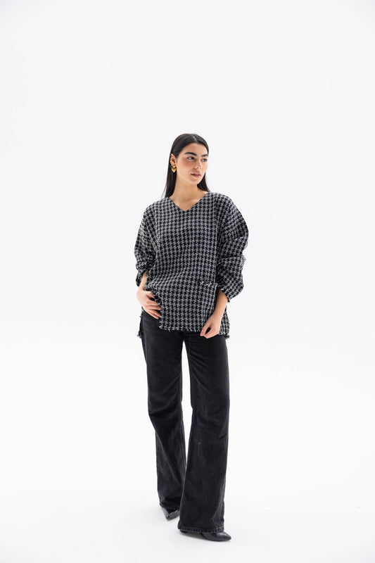 Fringed Tassel Top In Black