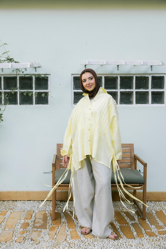 Summer Fringes Linen Shirt - Butter Yellow
