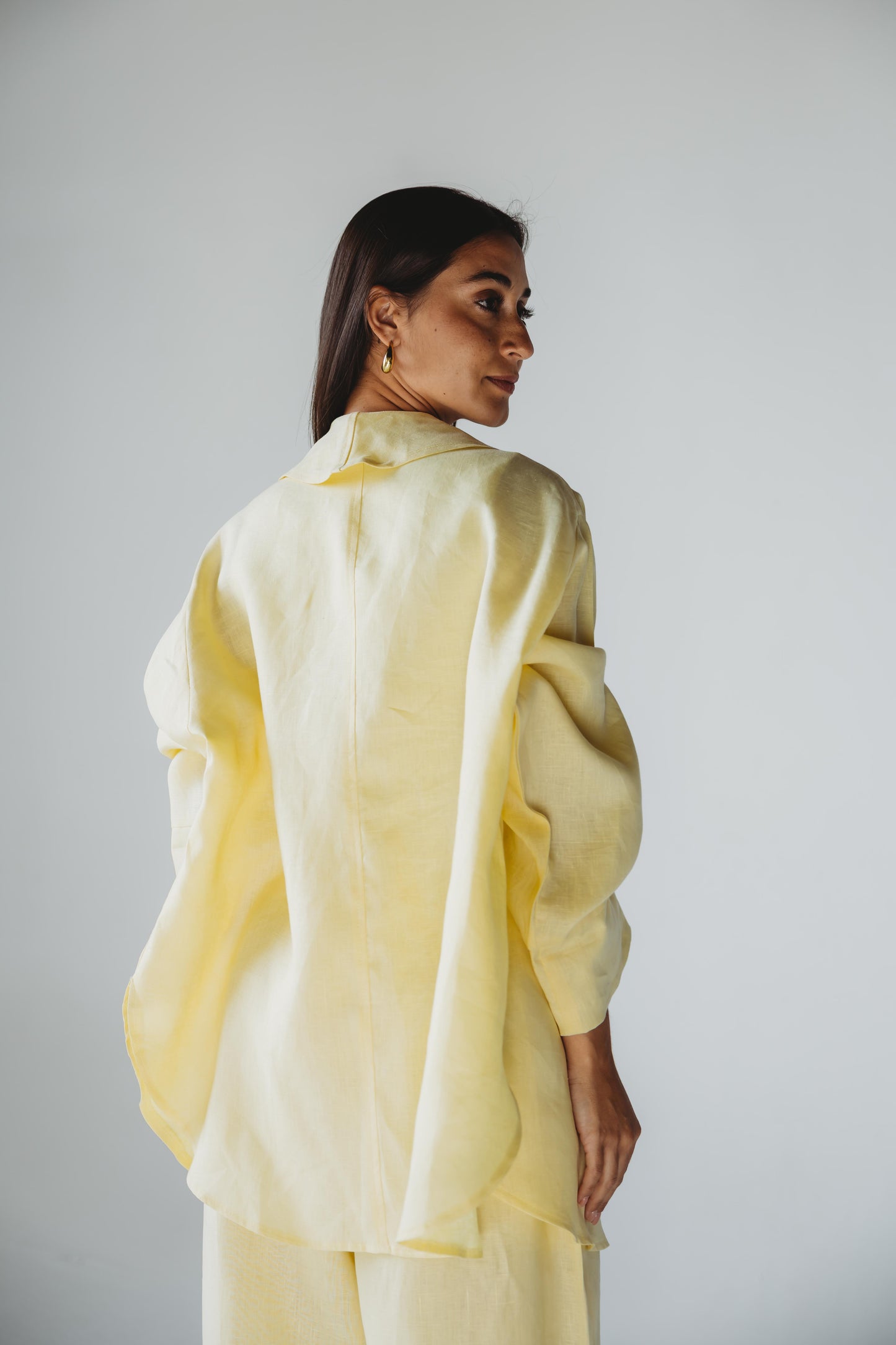 Linen Flow Cardigan Set - Butter Yellow
