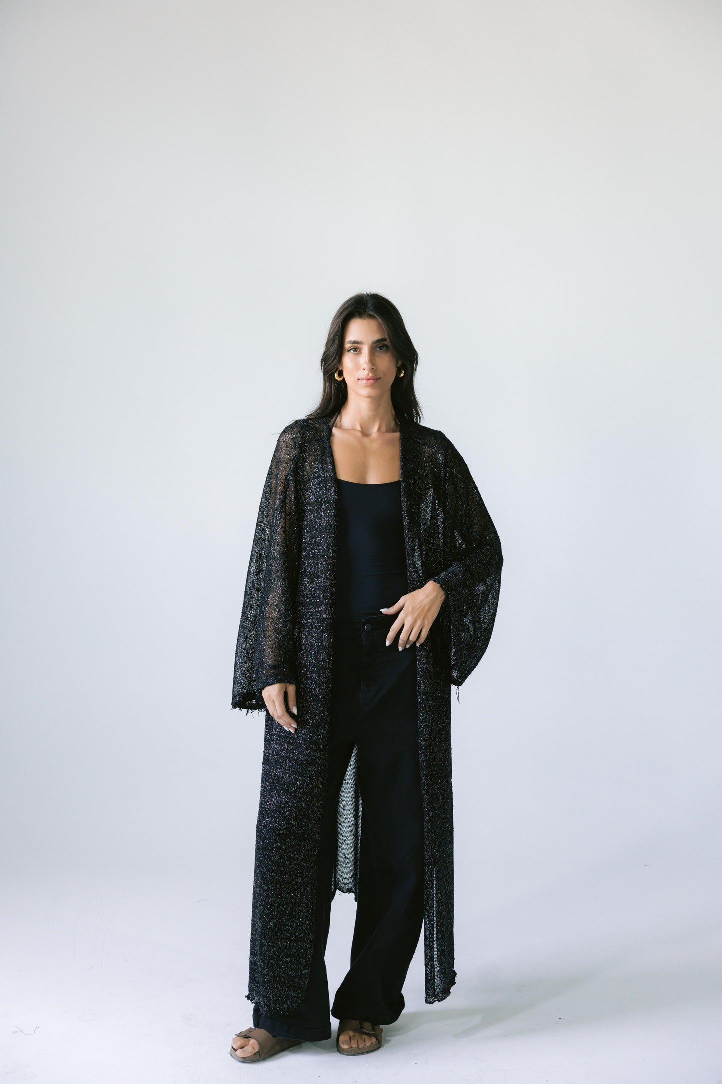 Midnight Crochet Cardigan - Black