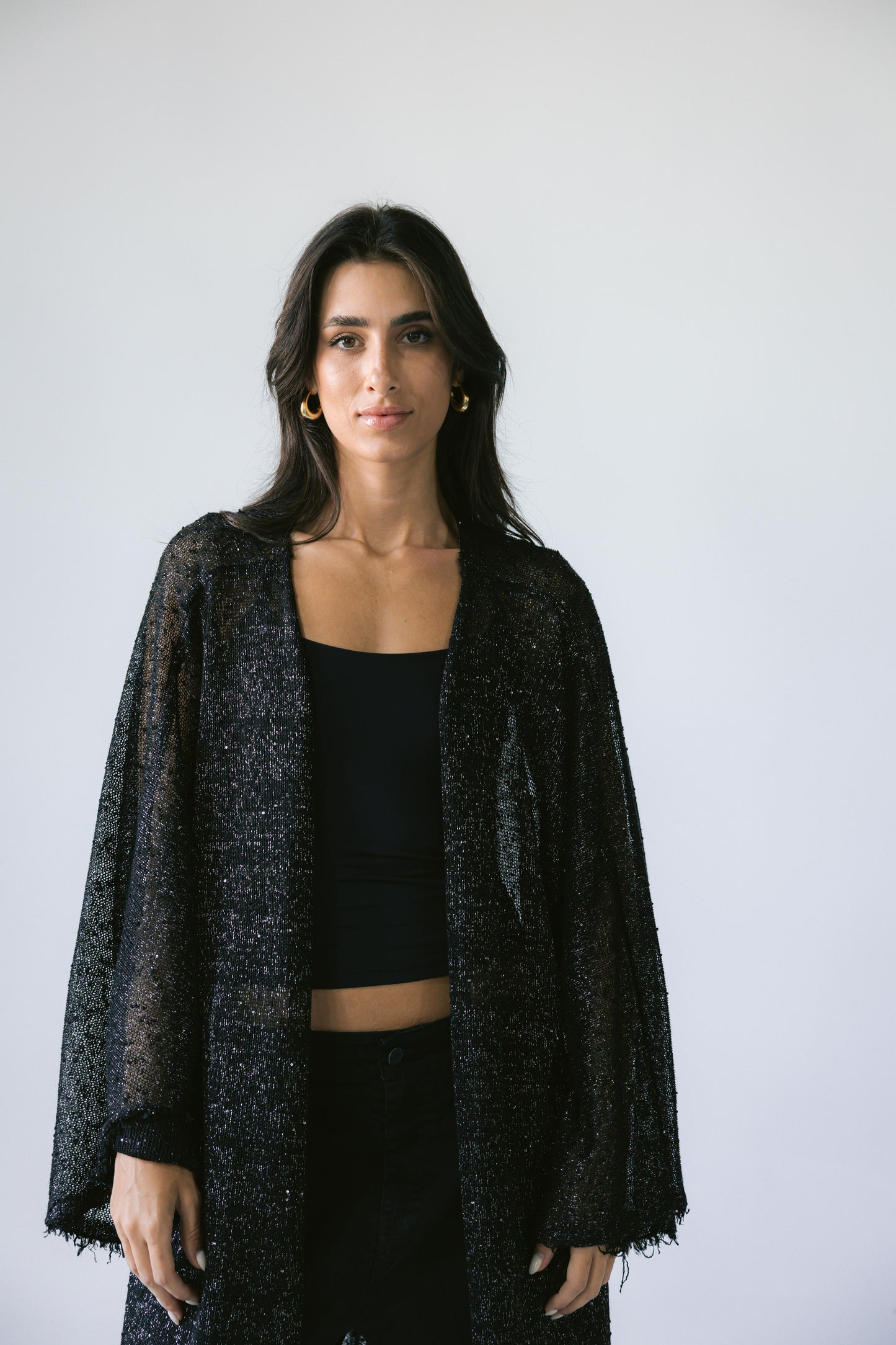 Midnight Crochet Cardigan - Black