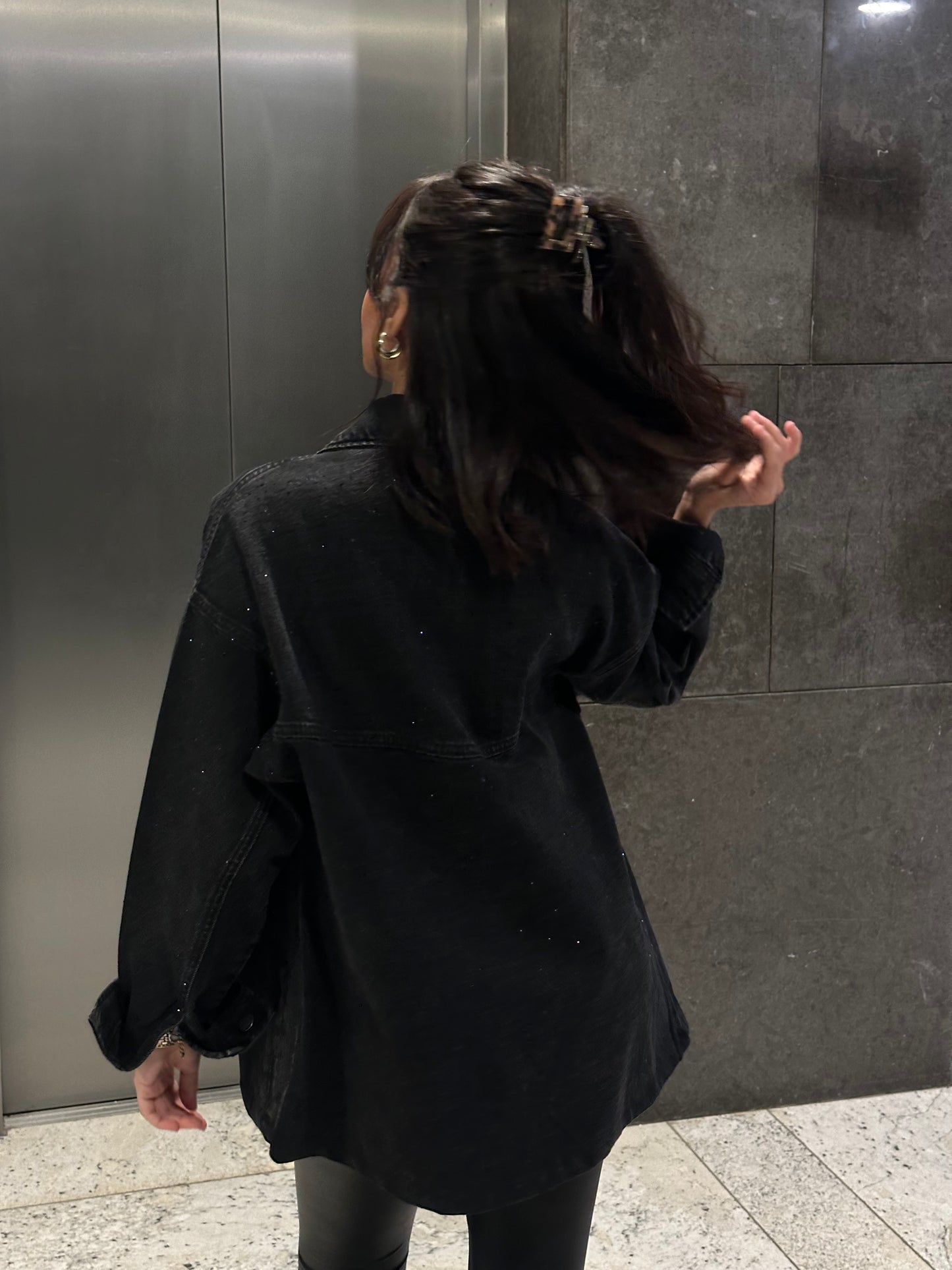 Starluxe Studded Denim Jacket In Black