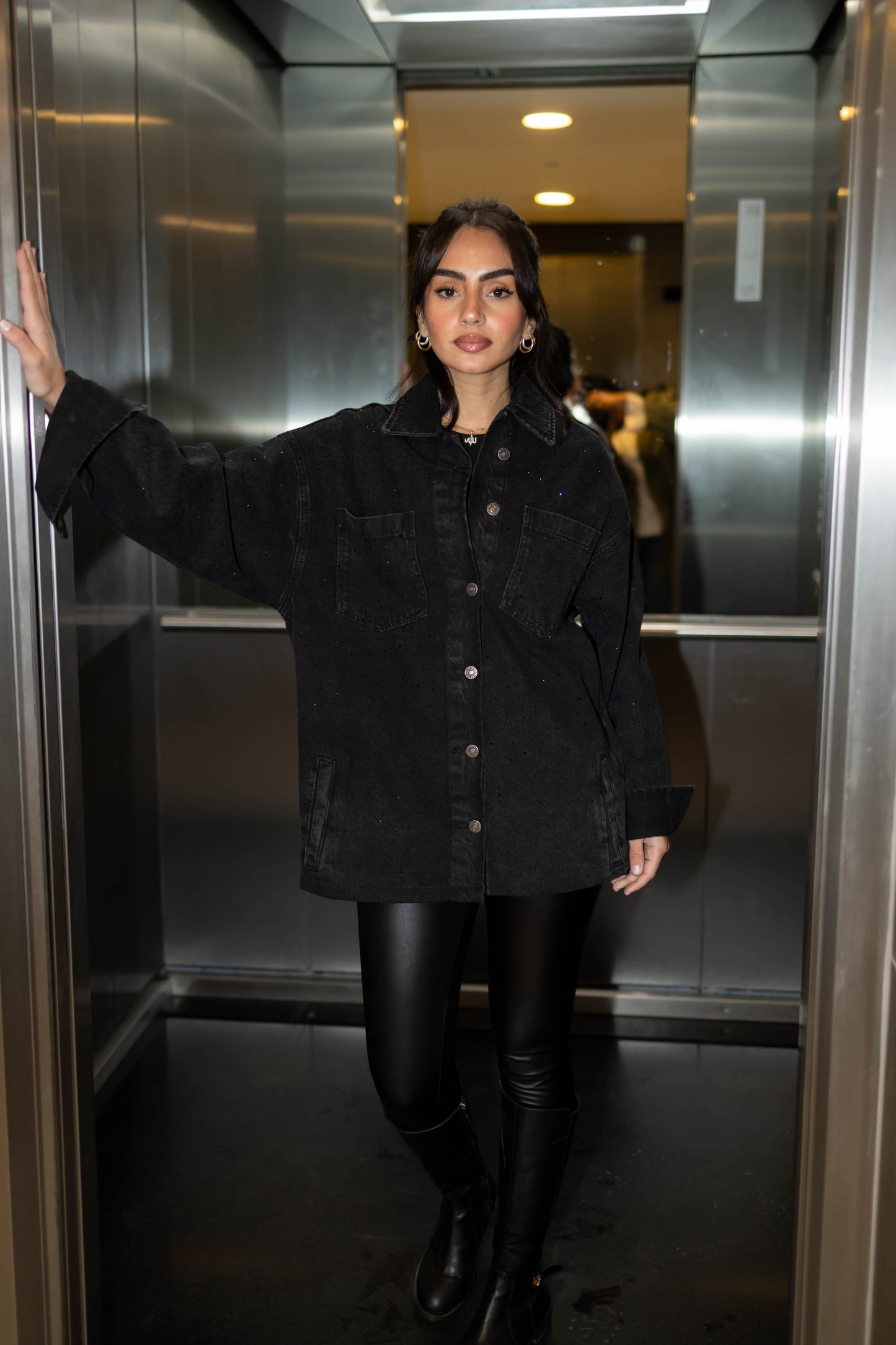 Starluxe Studded Denim Jacket In Black