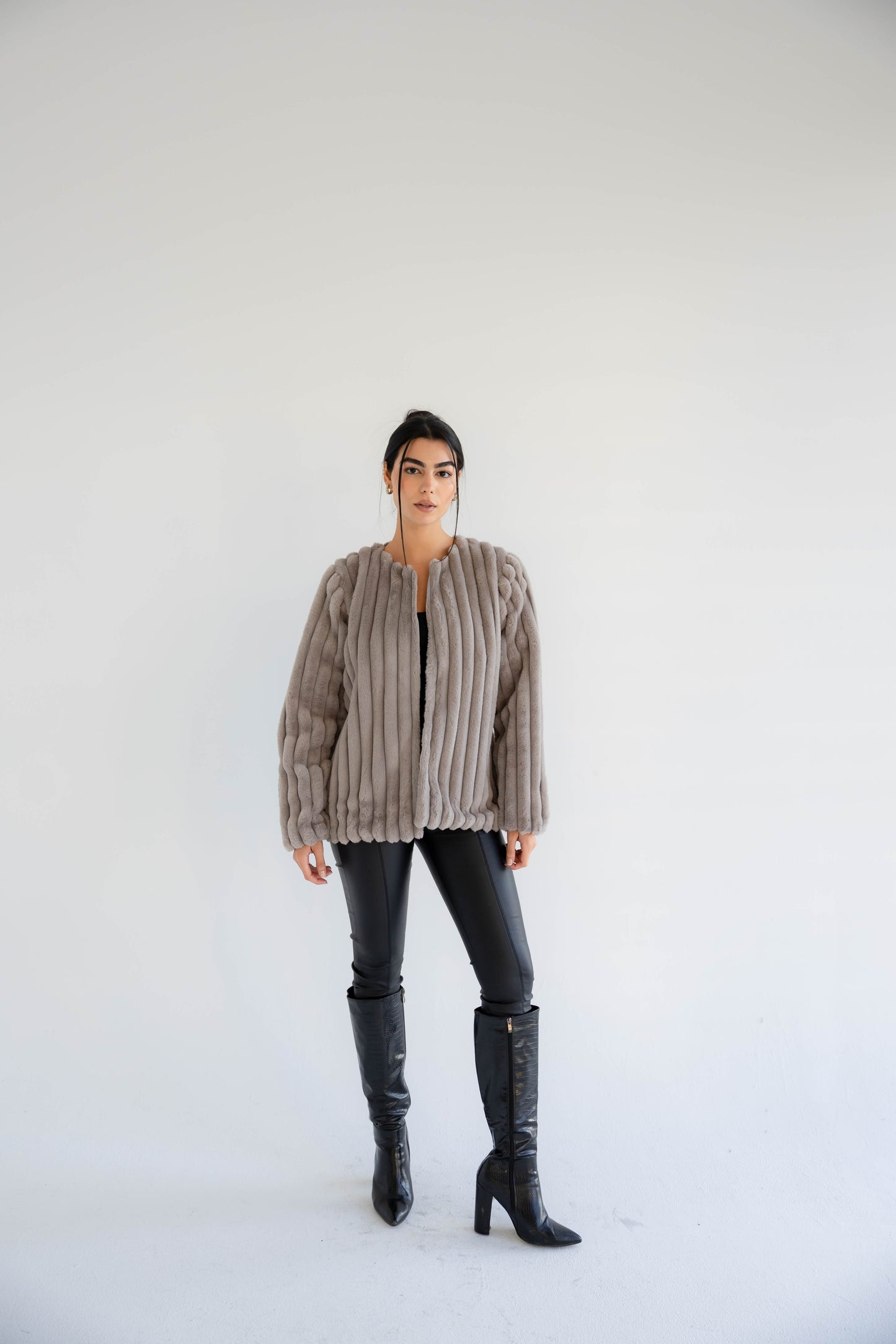 Wild Desire Fur Jacket In Greige [ Limited Edition ]