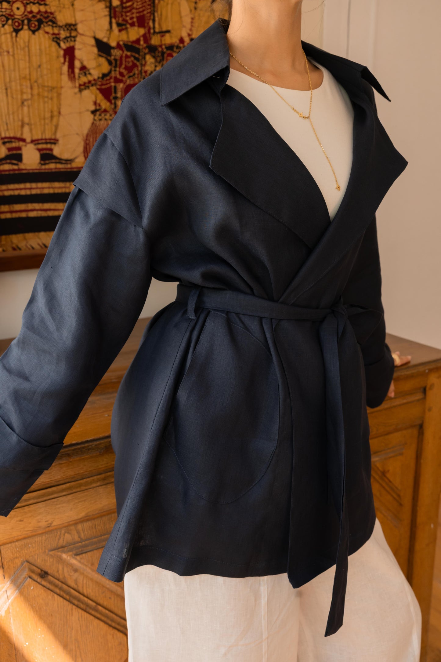 Get It Done Linen Cardigan - Navy