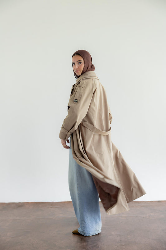 Double Collar Trench Coat - Walnut