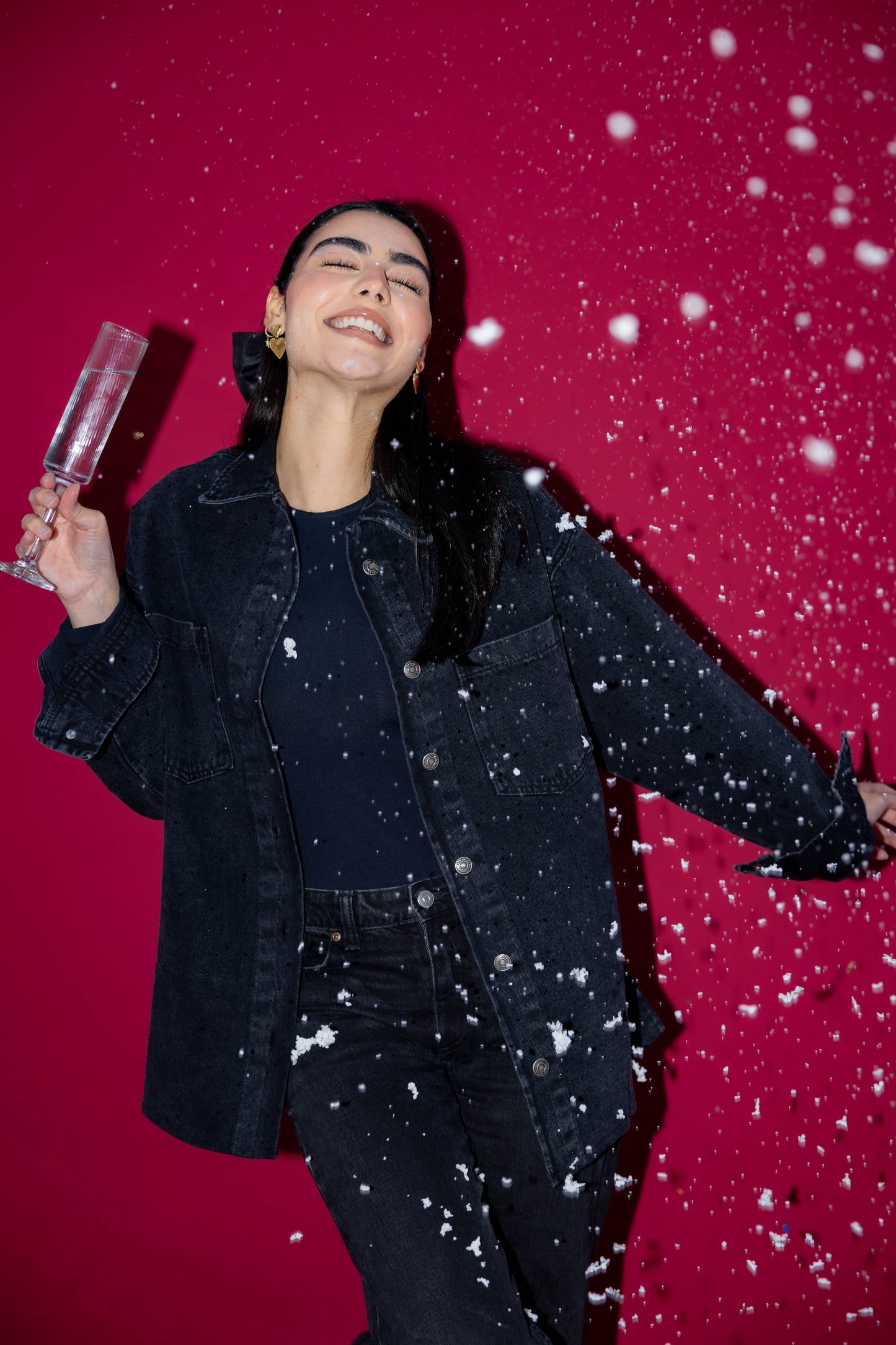 Starluxe Studded Denim Jacket In Black