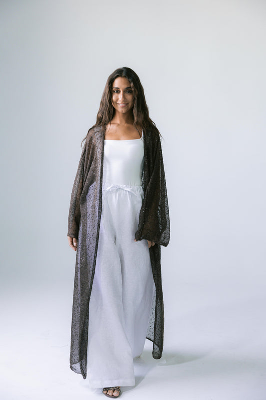 Midnight Crochet Cardigan - Brown