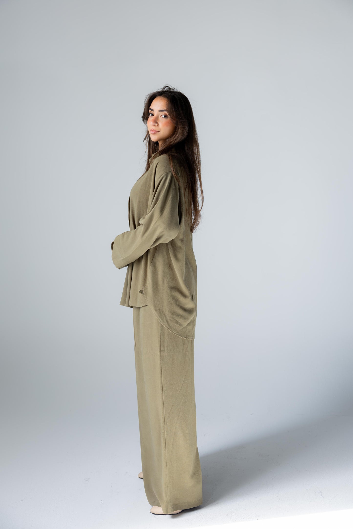 Soft Breeze Linen Set - Olive