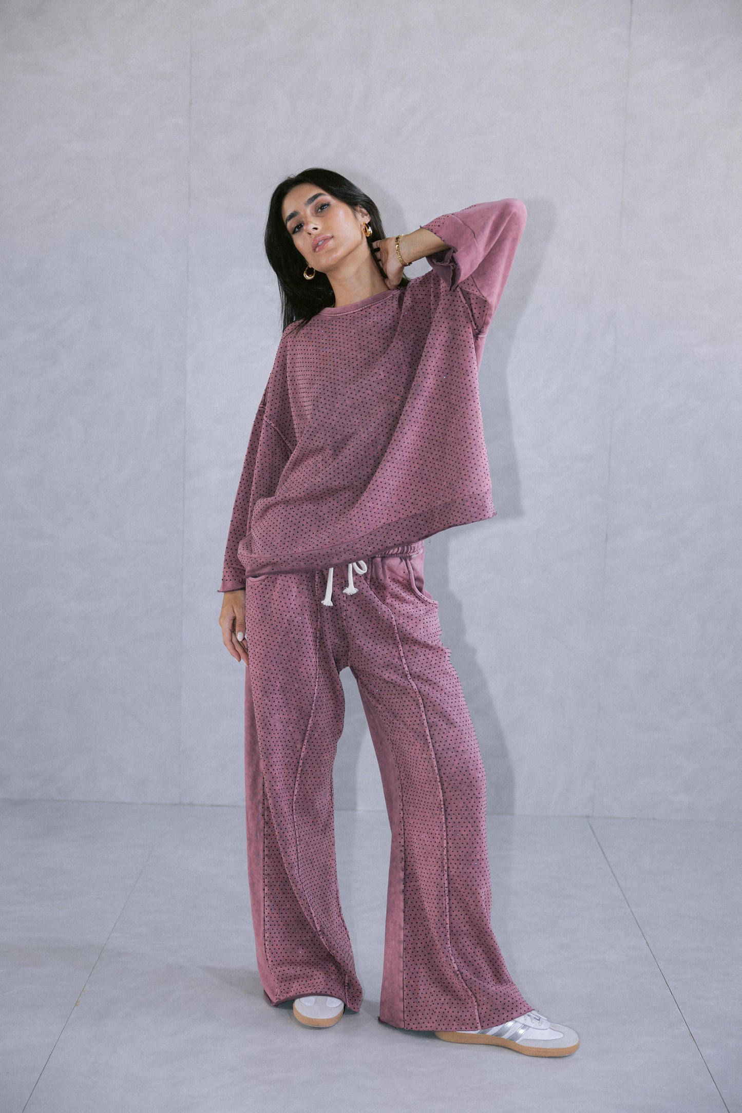 Relaxed Studded Set - Burgundy