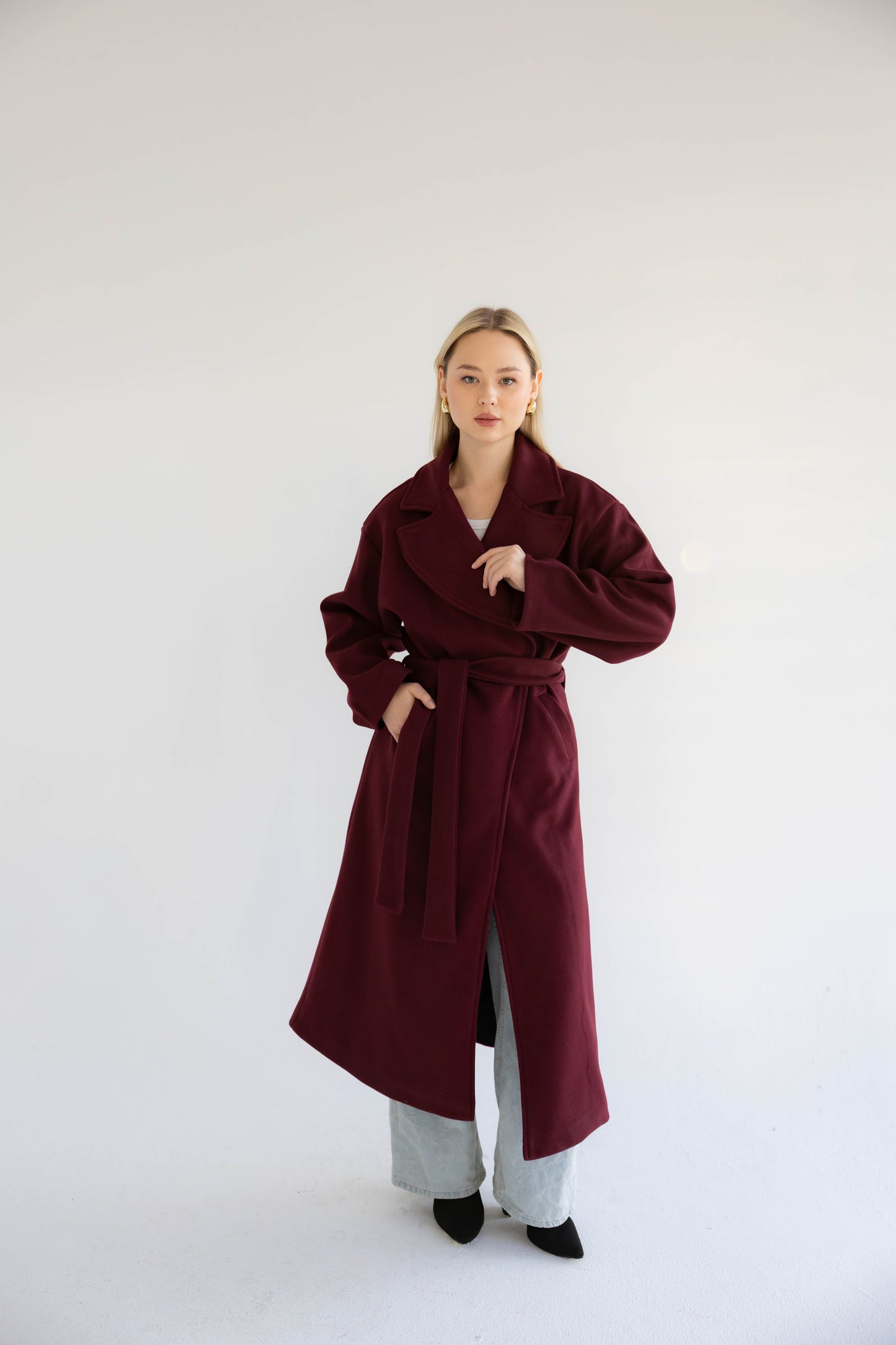 Snow Grace Coat In Mulberry