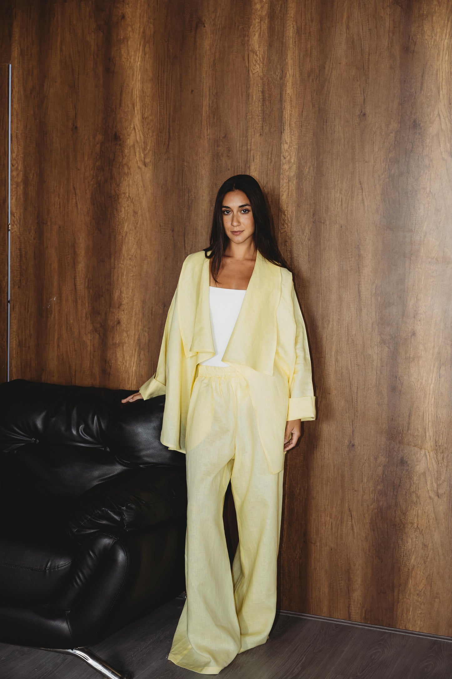 Linen Flow Cardigan Set - Butter Yellow