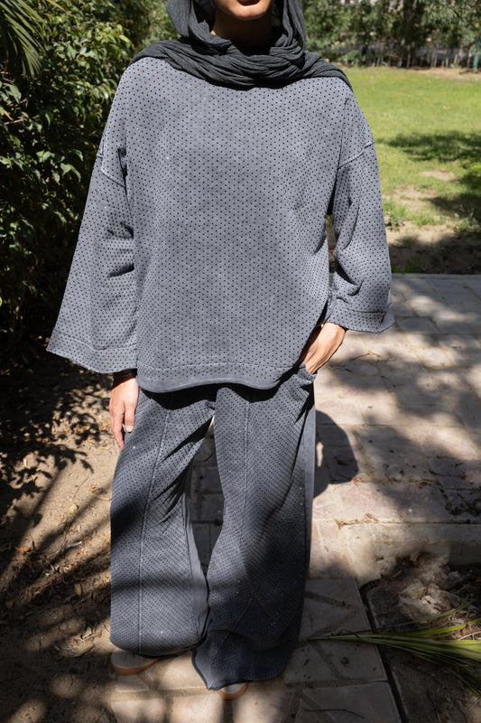 Washed Studded Set In Grey