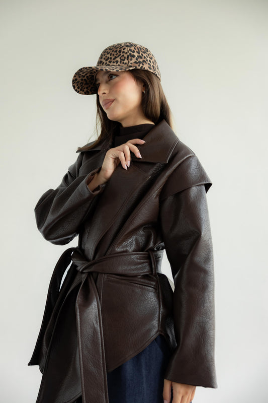 She Is The Luckiest Leather Jacket - Burnet Brown