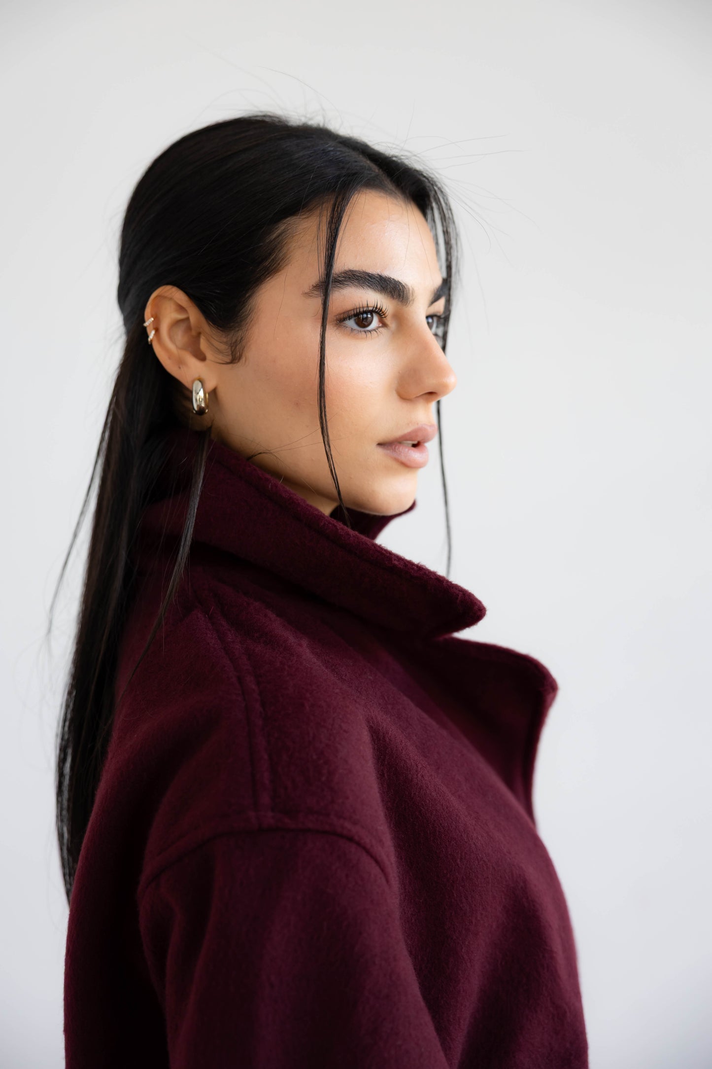 Fur Muse Jacket In Maroon