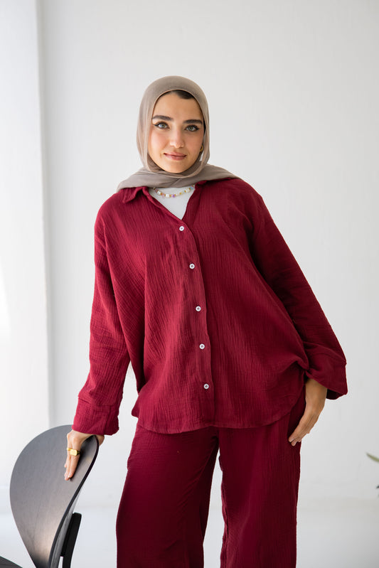 The breezy set in burgundy