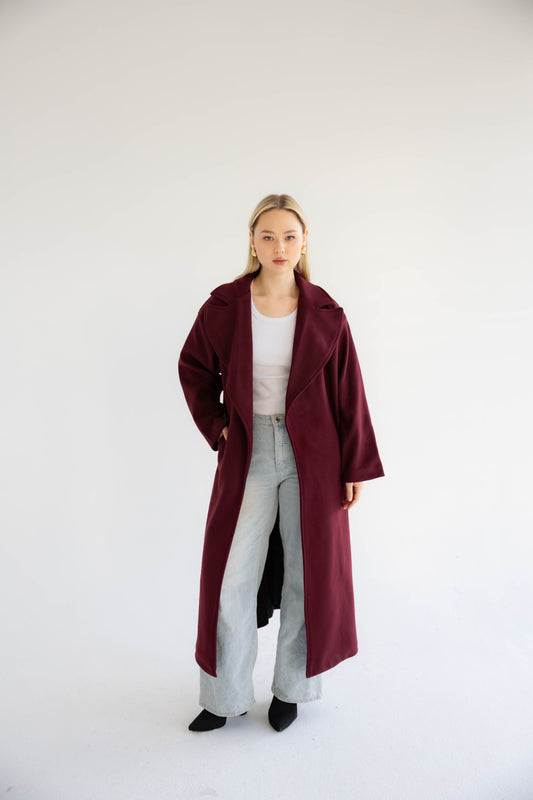 Snow Grace Coat - Burgundy