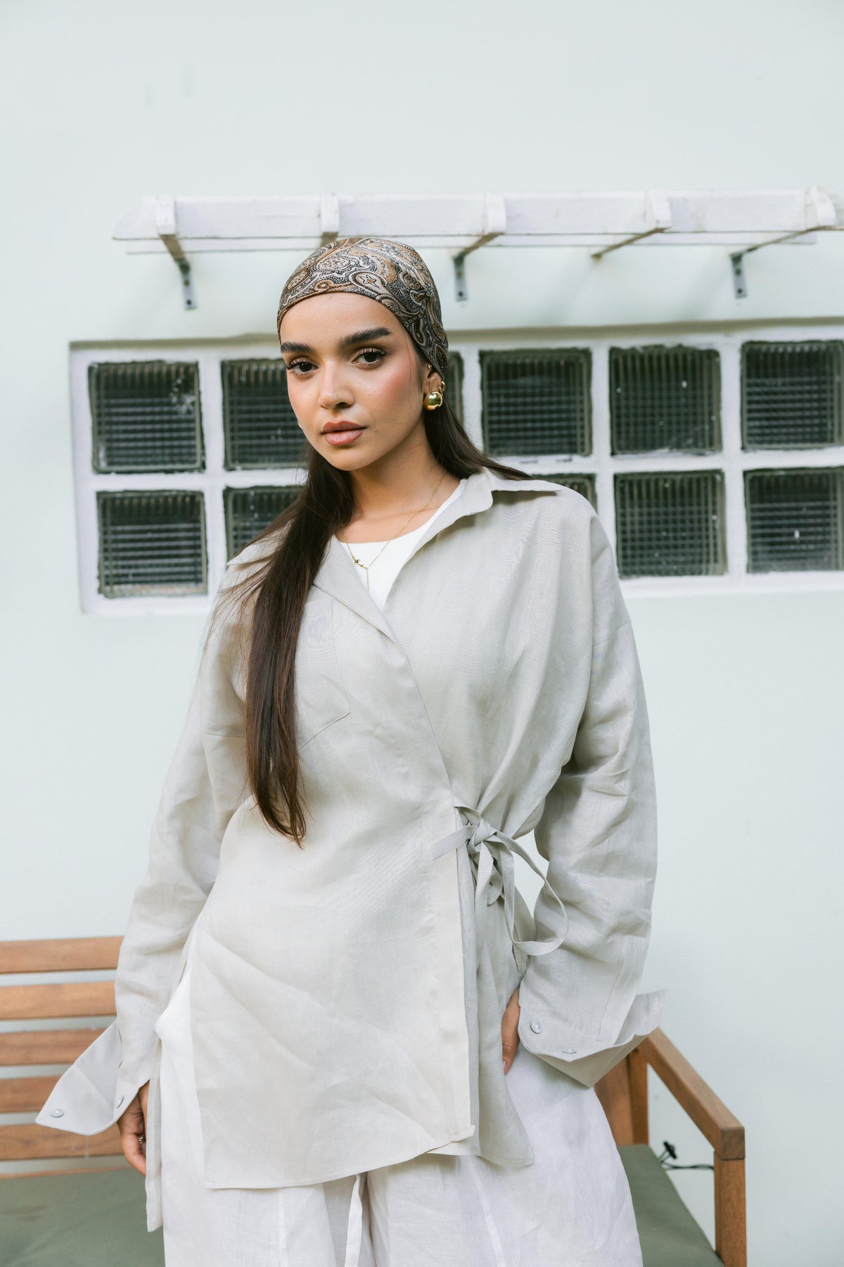 Side Tie Linen Shirt - Griege