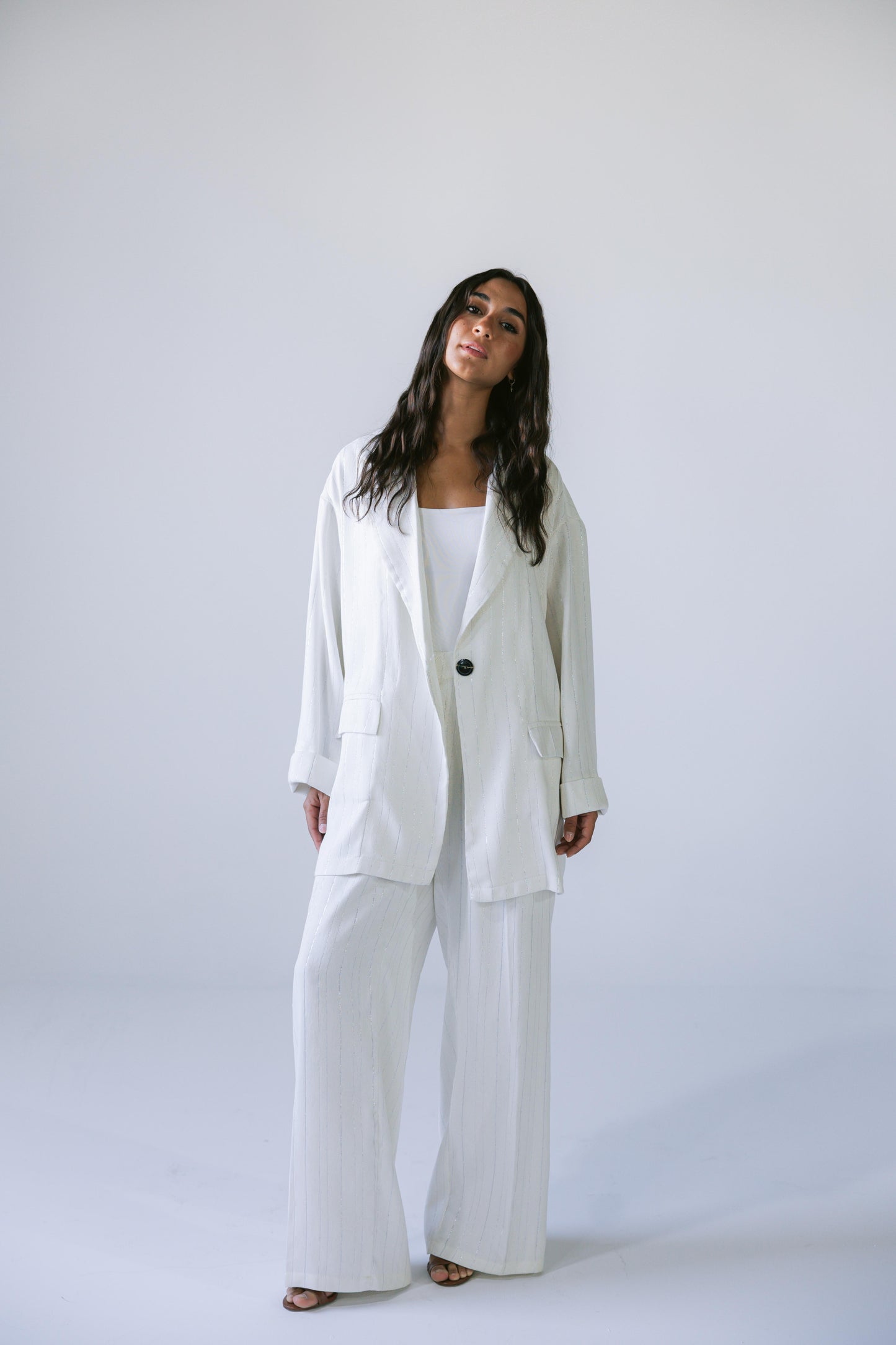 All That Glitter Linen Set - Silver